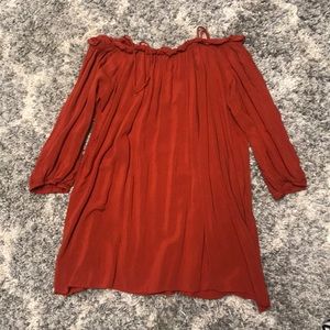 off the shoulder orange dress